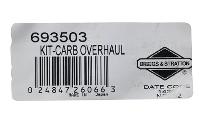 New OEM Briggs & Stratton 693503 Carburetor Overhaul Kit NOS