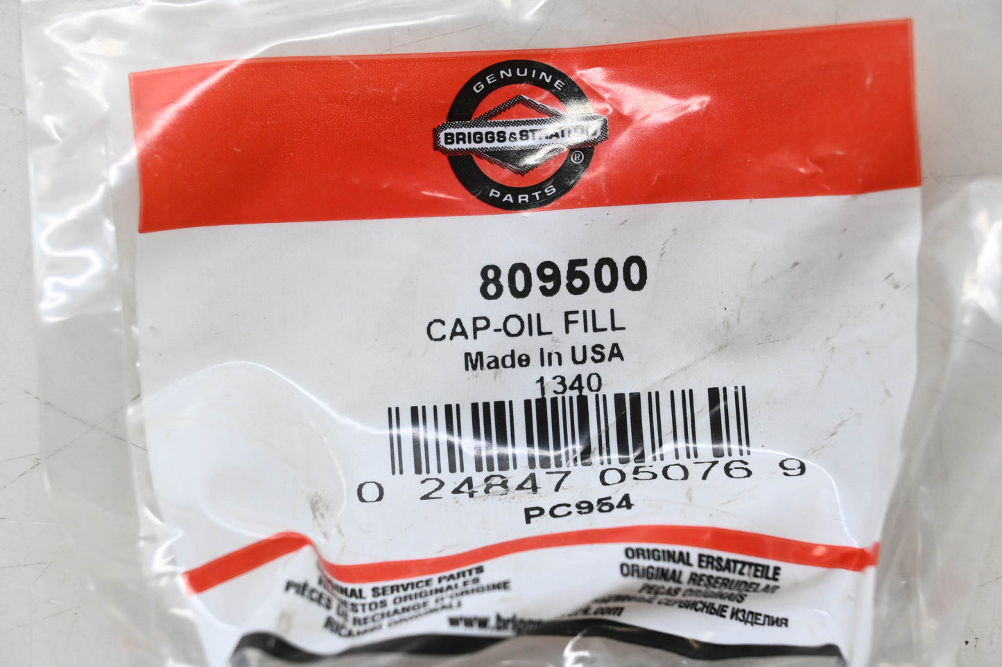 New OEM Briggs & Stratton 809500 Oil Fill Cap NOS