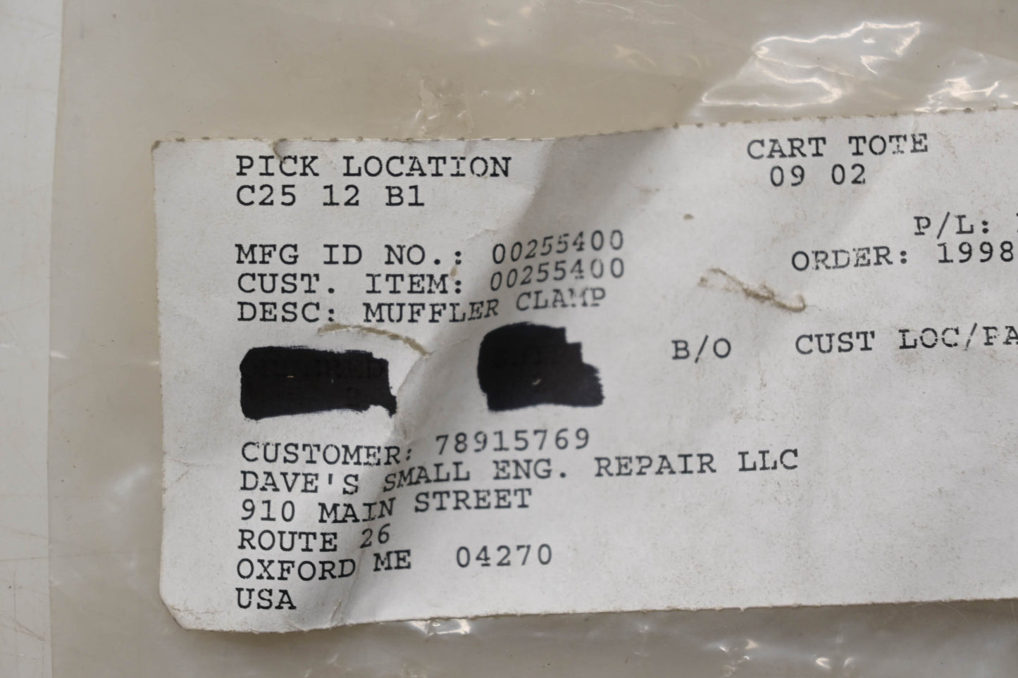 Ariens 00255400 Muffler Clamp NOS