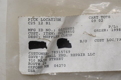 Ariens 00255400 Muffler Clamp NOS