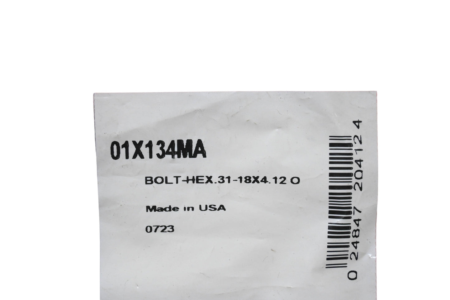 New OEM Briggs & Stratton 01X134MA Hex Bolt .31-18x4.12 NOS