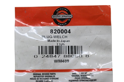 New OEM Briggs & Stratton 820004 Welch Plug NOS