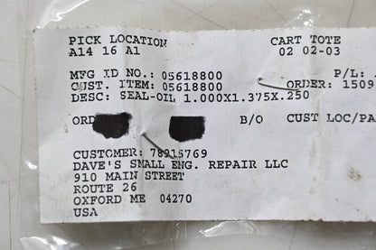 Ariens 05618800 Oil Seal 1.000x1.375x.250 NOS