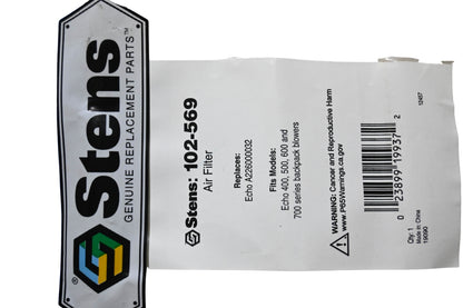 Stens 102-569, A226000032 Air Filter NOS
