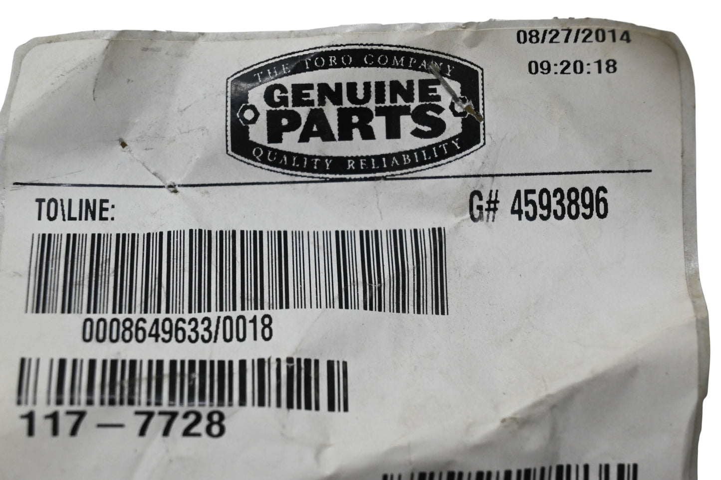 Toro 117-7728 Key NOS