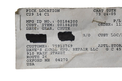 Ariens 00184200 Chute Gear NOS