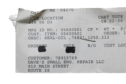 Ariens 05600501 Oil Seal .748x1.125x.312 NOS