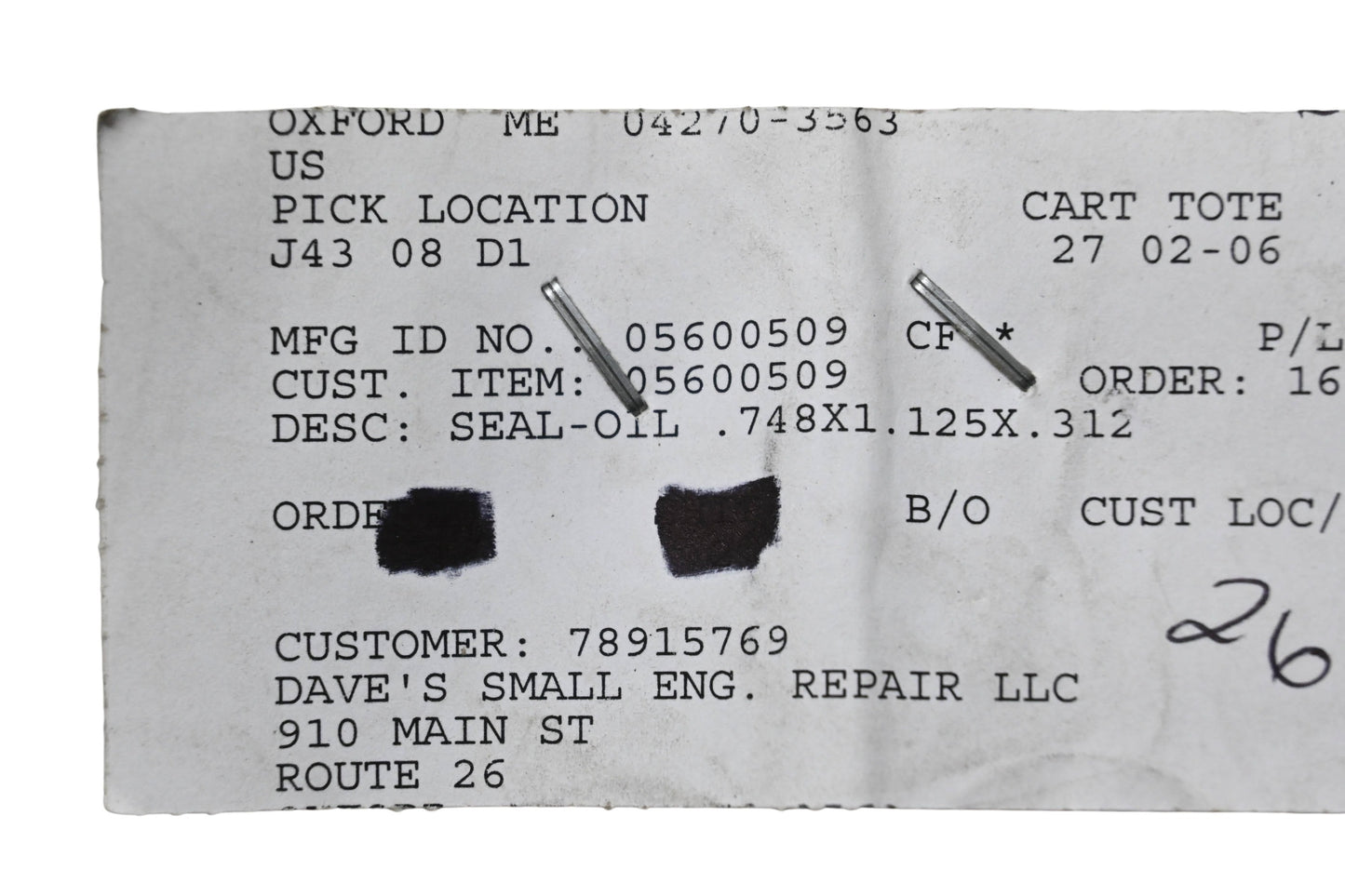 Ariens 05600509 Oil Seal .748x1.125x.312 NOS