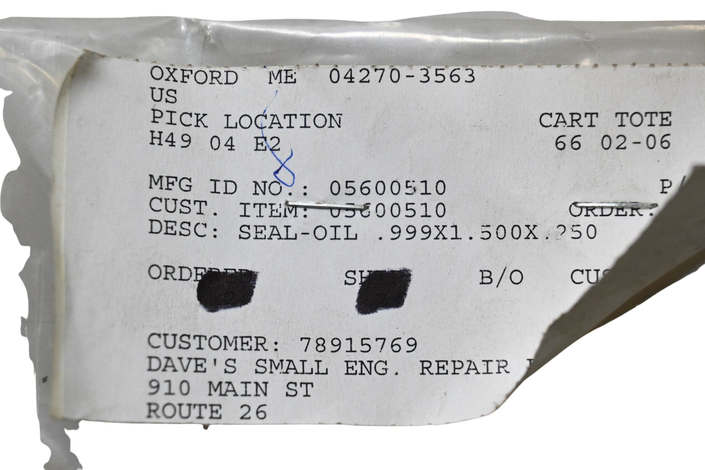 Ariens 05600510, 05600502 Oil Seal .999x1.500x.250 NOS