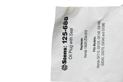 Stens 125-688, 15620-ZG4-910 Oil Plug & Seal NOS
