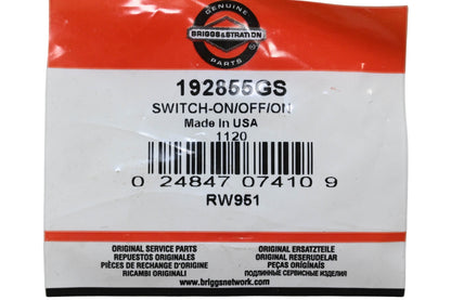 New OEM Briggs & Stratton 192855GS On-Off Switch NOS