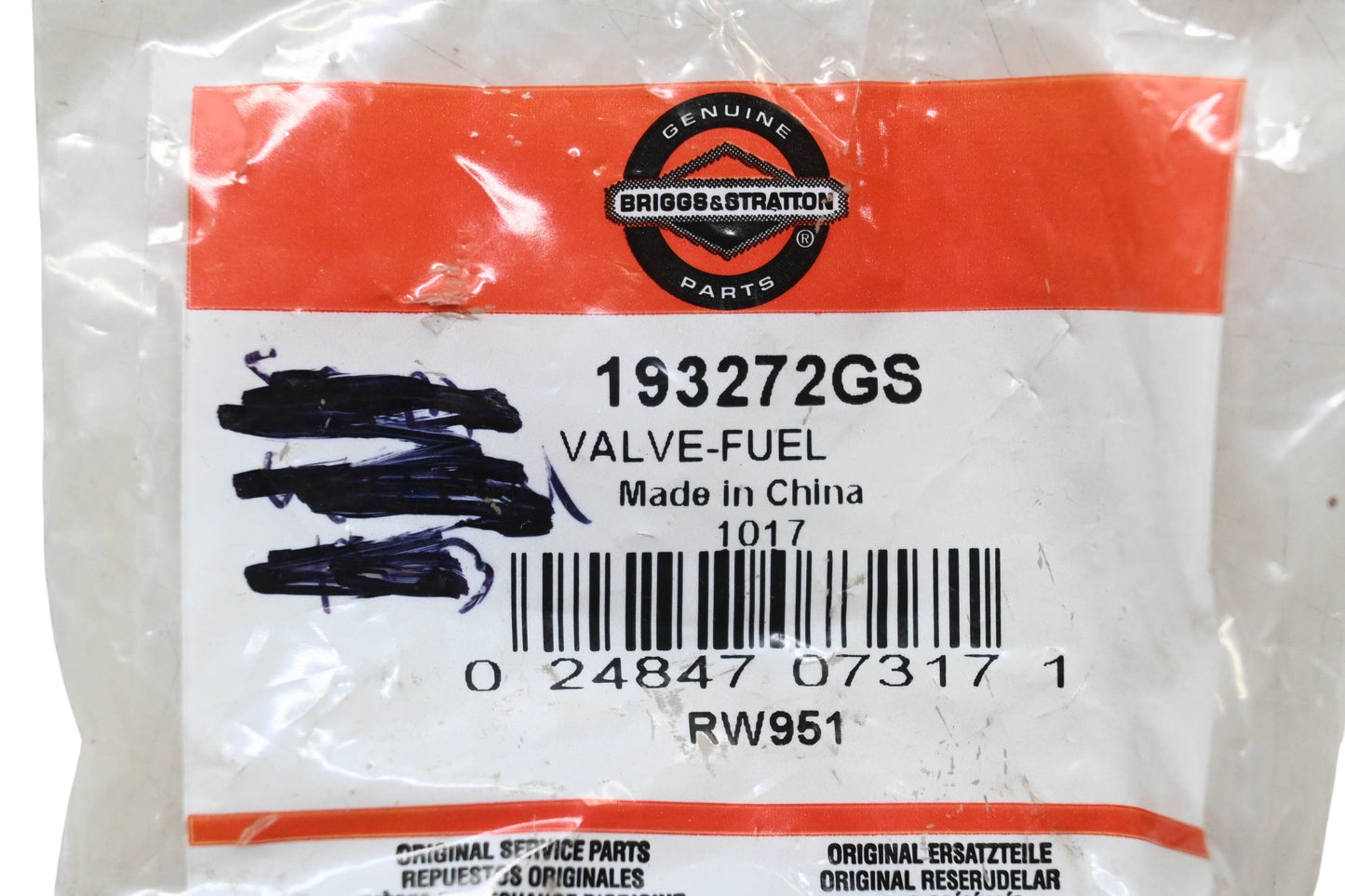 New OEM Briggs & Stratton 193272GS Fuel Valve NOS