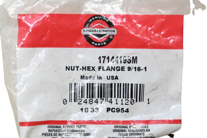 New OEM Briggs & Stratton 1714419SM Hex Flange Nut 9/16-1 NOS