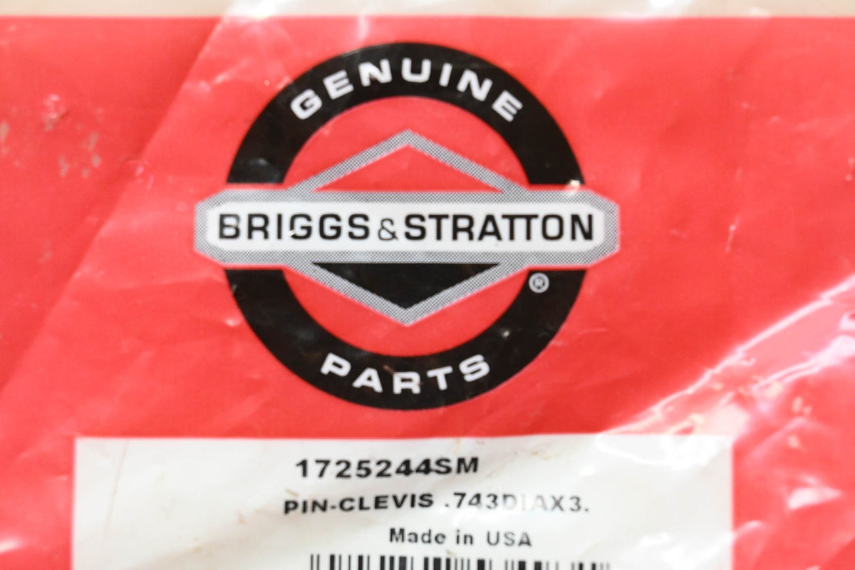 New OEM Briggs & Stratton 1725244SM Clevis Pin .743DIAX3 NOS