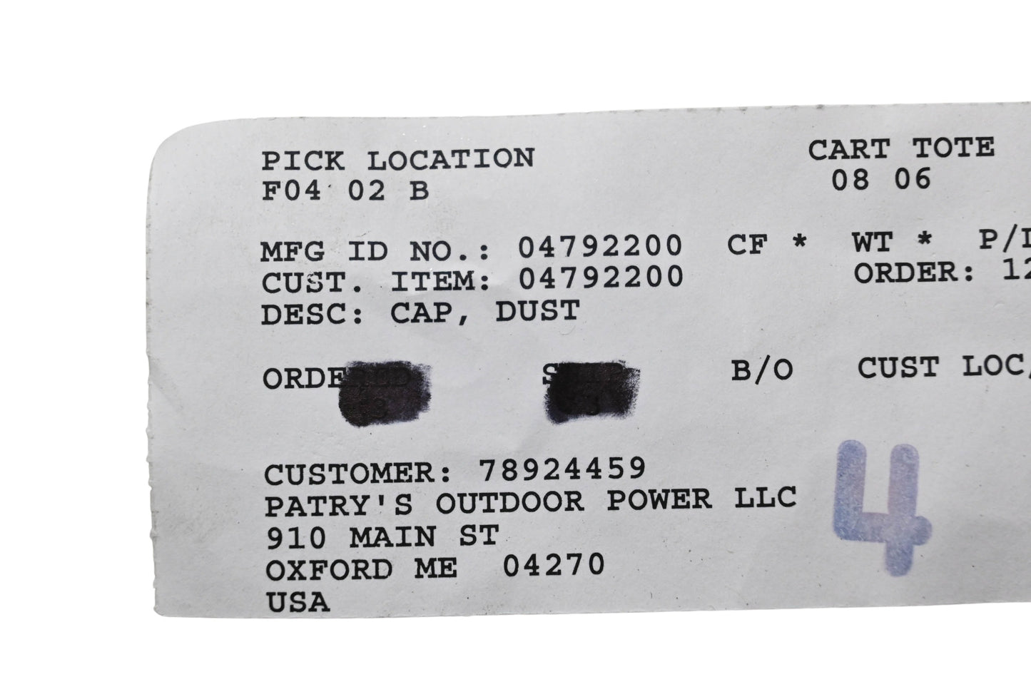 Ariens 04792200 Dust Cap NOS