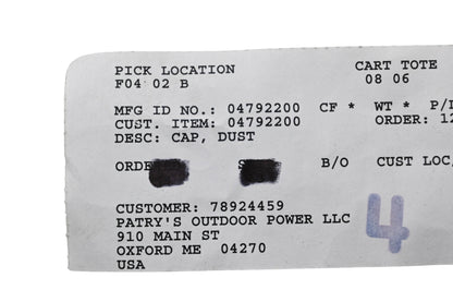Ariens 04792200 Dust Cap NOS