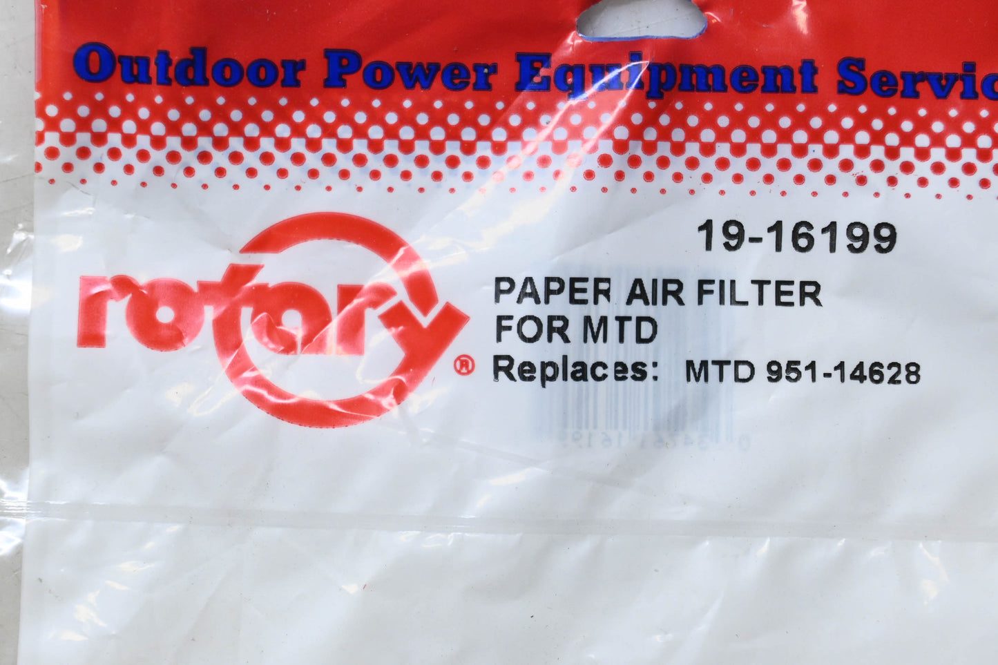 Rotary 19-16199, 951-14628 Paper Air Filter NOS