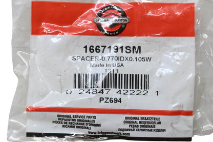 New OEM Briggs & Stratton 1667191SM Spacer .770 ID x 0.105W NOS