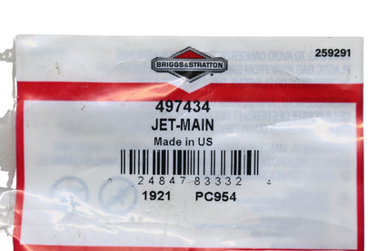 New OEM Briggs & Stratton 497434 Main Jet NOS