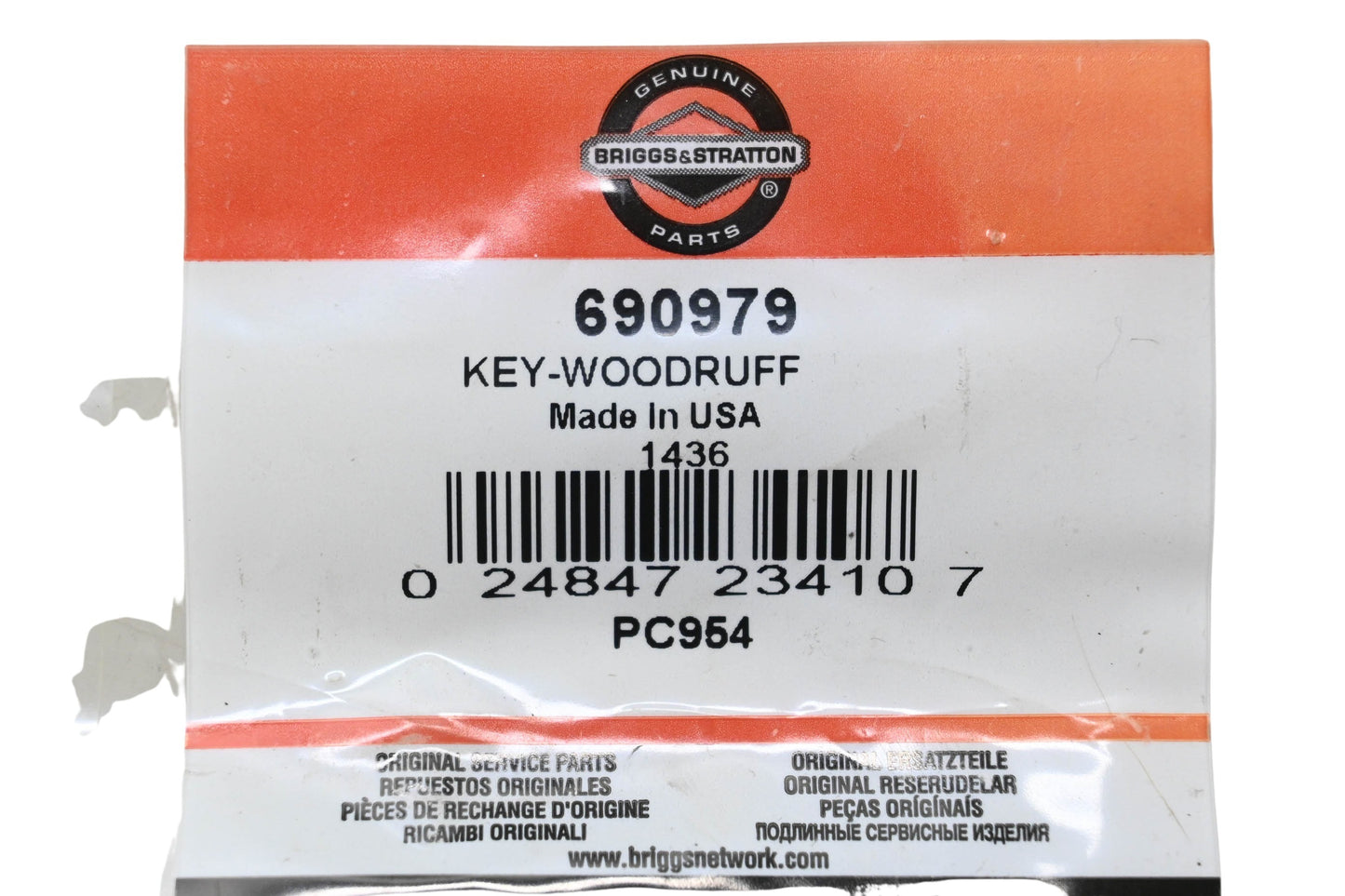 New OEM Briggs & Stratton 690979 Woodruff Key NOS