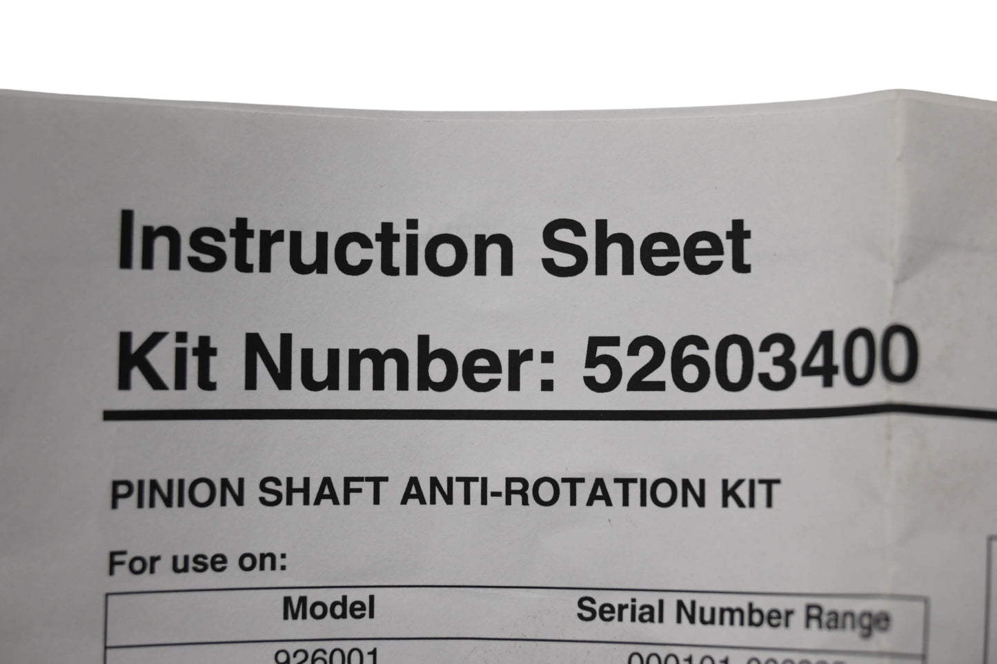 Ariens 52603400 Anti-Rotation Pinion Shaft Kit NOS