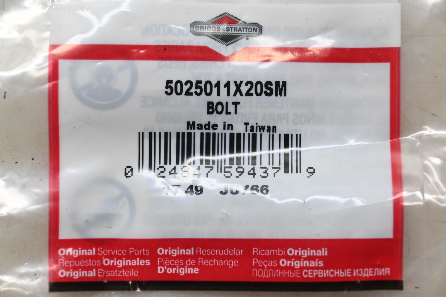 New OEM Briggs & Stratton 5025011X20SM Bolt NOS