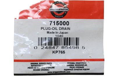 New OEM Briggs & Stratton 715000 Oil Drain Plug NOS