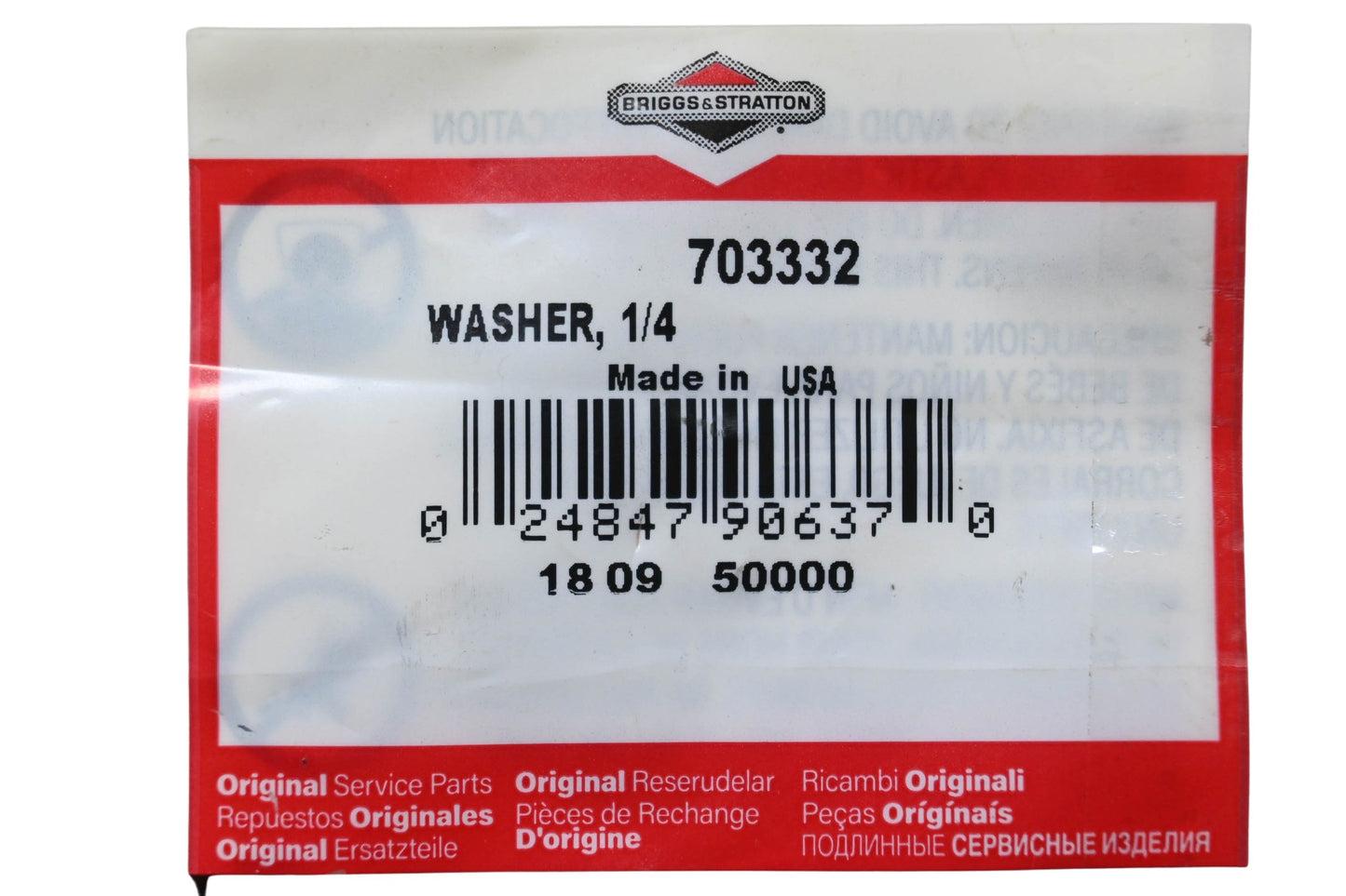 New OEM Briggs & Stratton 703332 Washers 1/4" Qty 2 NOS