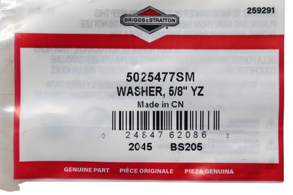 New OEM Briggs & Stratton 5025477SM Washer 5/8" YZ NOS