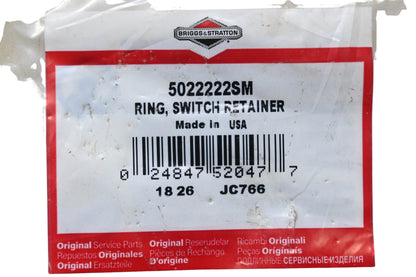 New OEM Briggs & Stratton 5022222SM Switch Retainer Ring NOS