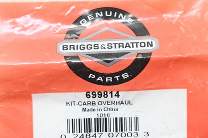 New OEM Briggs & Stratton 699814 Carburetor Overhaul Kit NOS