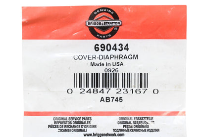 New OEM Briggs & Stratton 690434 Diaphragm Cover NOS