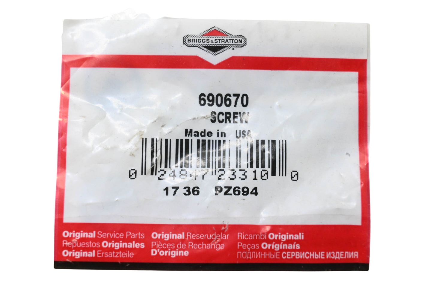 New OEM Briggs & Stratton 690670 Screw NOS