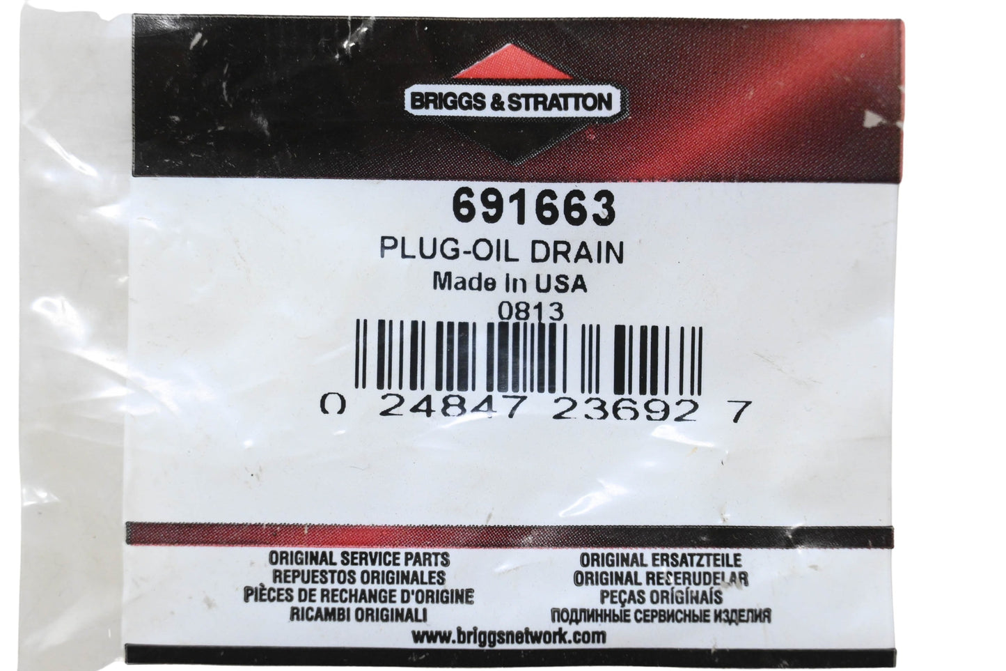 New OEM Briggs & Stratton 691663 Oil Drain Plug NOS
