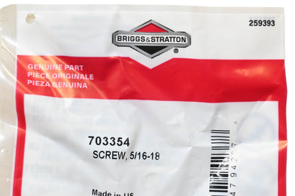 New OEM Briggs & Stratton 703354 Screw 5/16-18 NOS