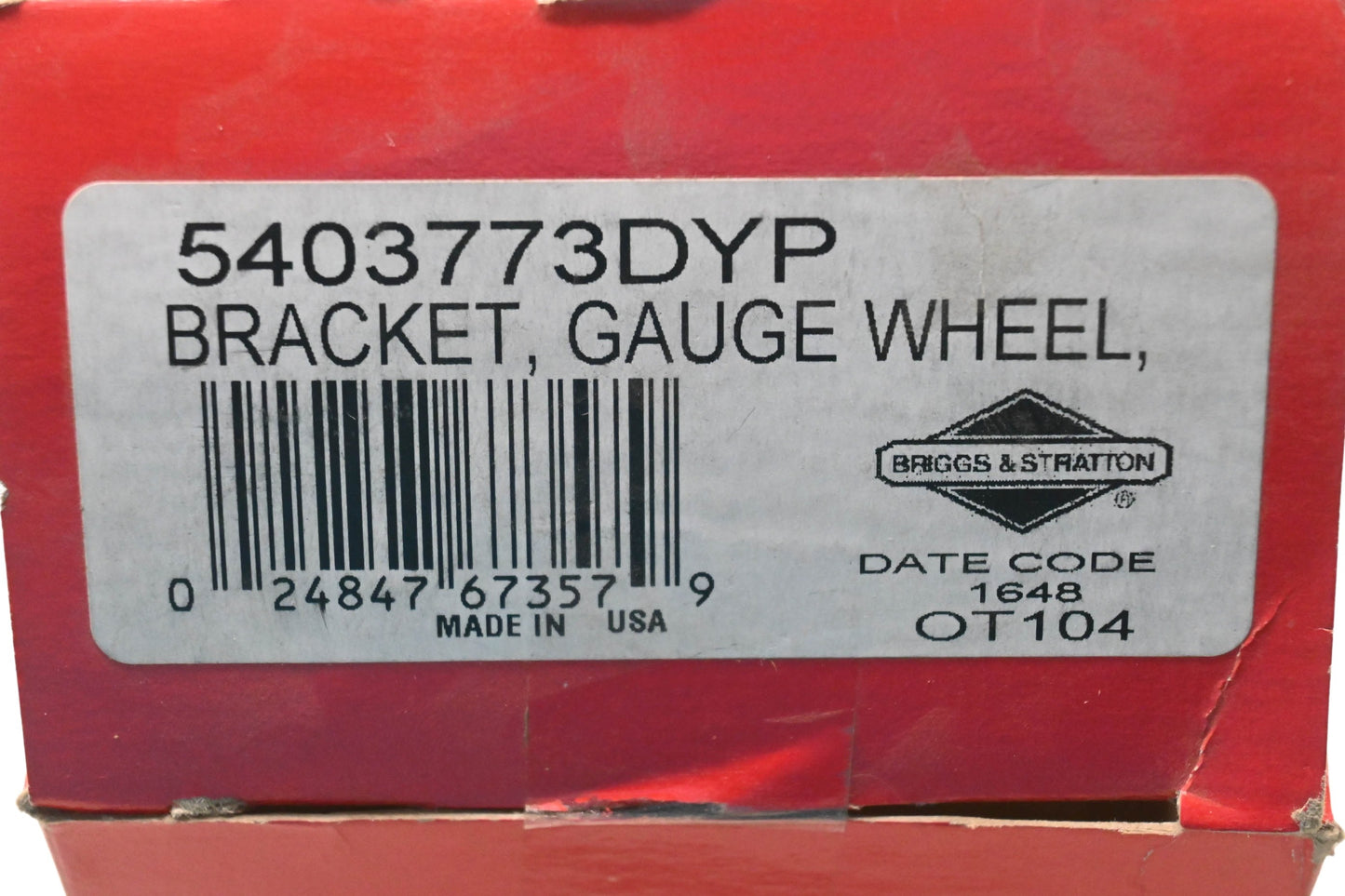 New OEM Briggs & Stratton 5403773DYP Gauge Wheel Bracket NOS