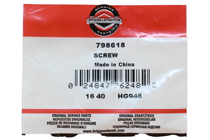 New OEM Briggs & Stratton 798618 Screw NOS