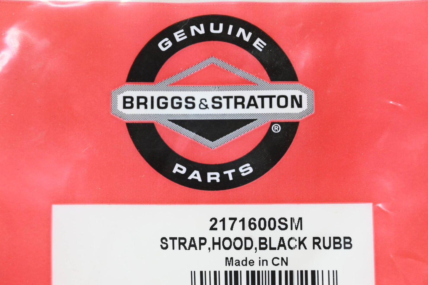 New OEM Briggs & Stratton 2171600SM Black Rubber Hood Strap NOS