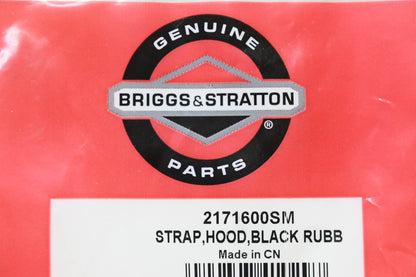 New OEM Briggs & Stratton 2171600SM Black Rubber Hood Strap NOS