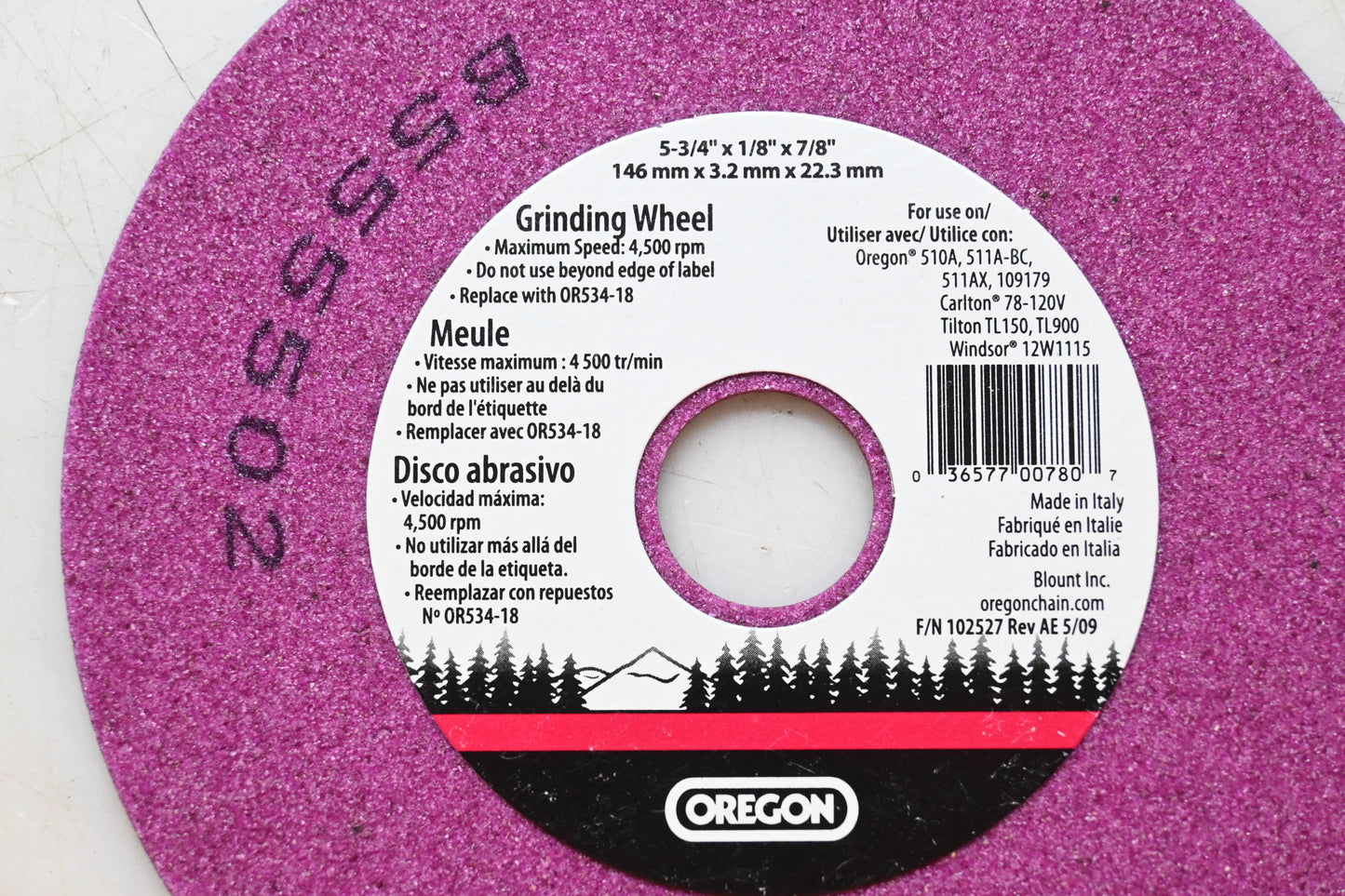 Oregon 102527, B555502, OR534-18 Grinding Wheel NOS