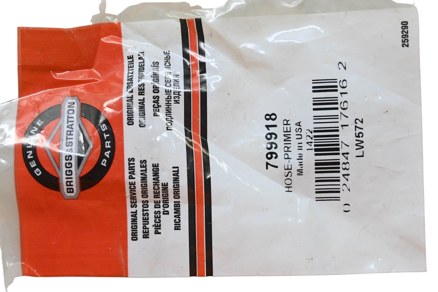 New OEM Briggs & Stratton 799918 Primer Hose NOS