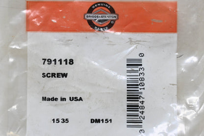 New OEM Briggs & Stratton 791118 Screw NOS