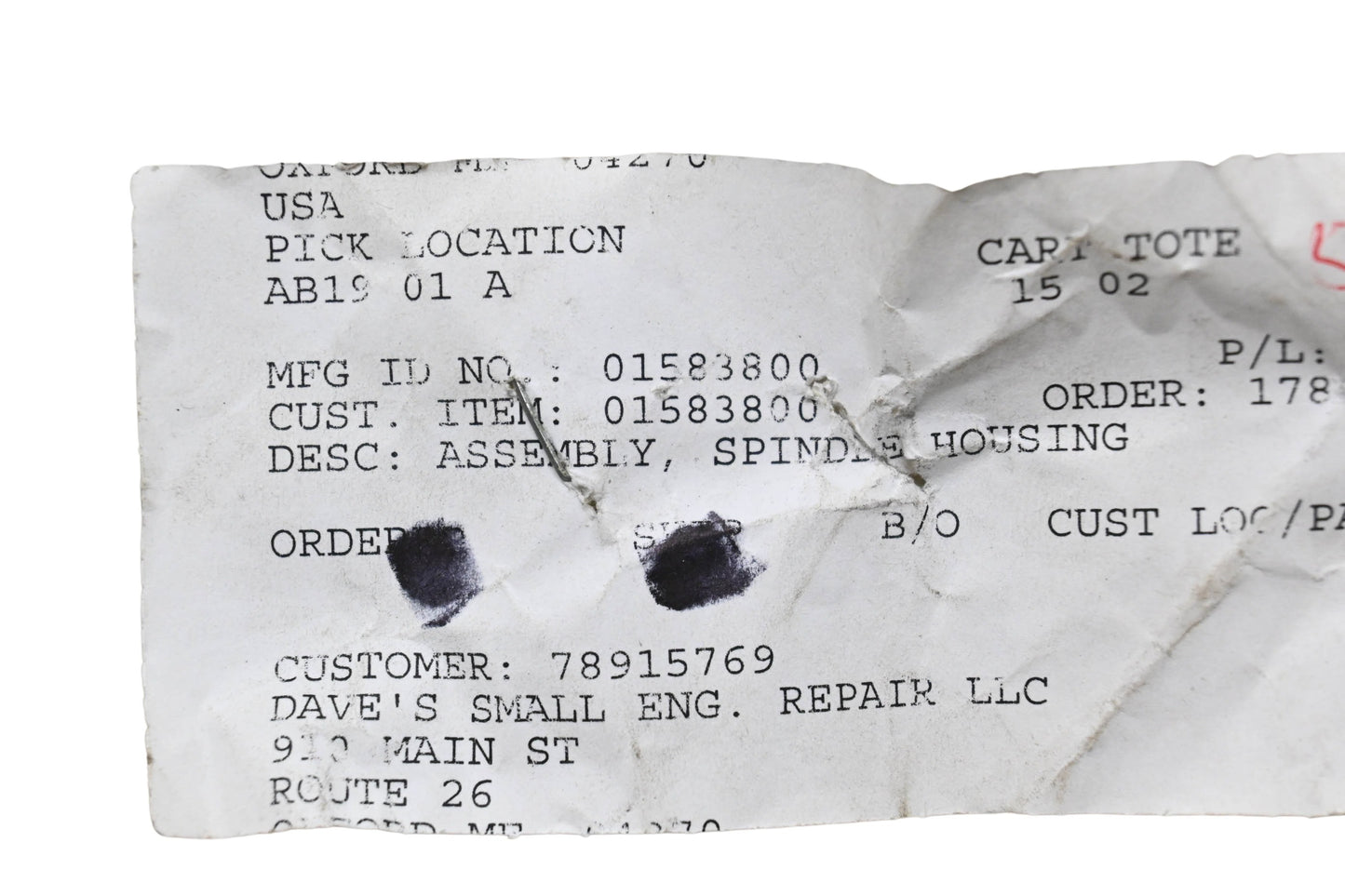 Ariens 01583800 Spindle Housing Assembly NOS
