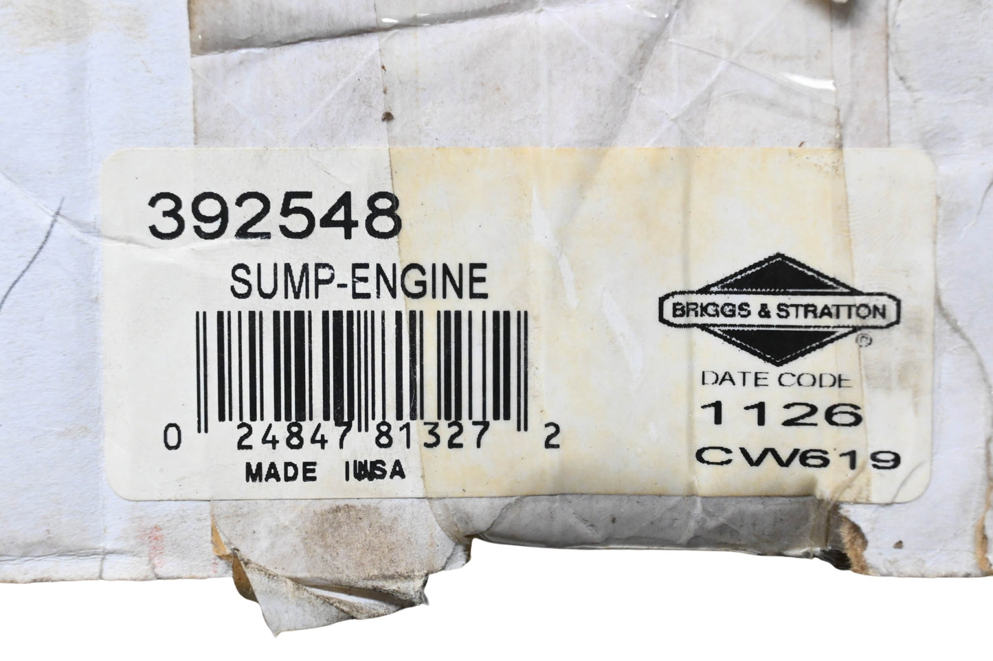 New OEM Briggs & Stratton 392548 Oil Sump NOS