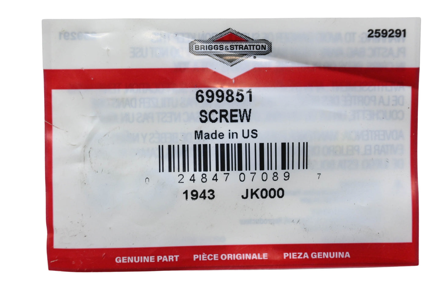 New OEM Briggs & Stratton 699851 Screw NOS