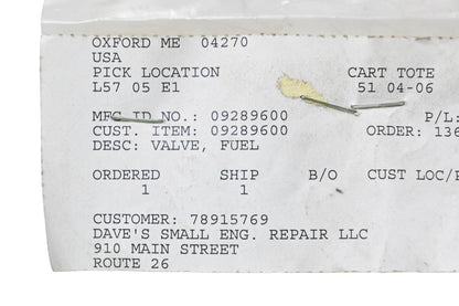 Ariens 09289600 Fuel Valve NOS