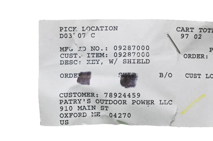 Ariens 09287000 Key & Shield NOS