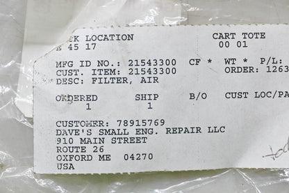 Ariens 21543300 Air Filter NOS