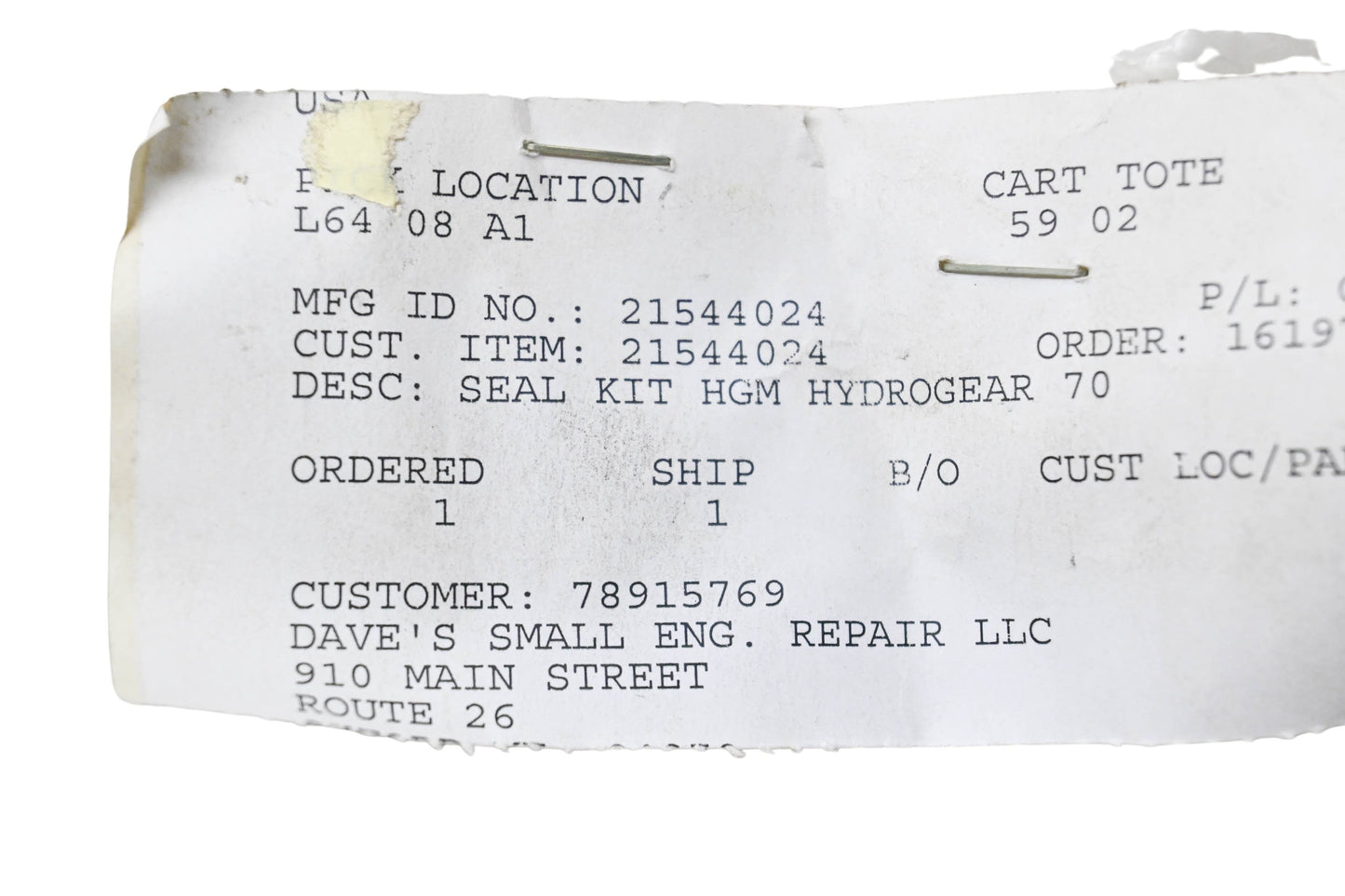 Ariens 21544024 Hydrogear Seal Kit NOS