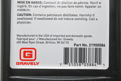 Gravely 21900586 Demand Drive All Terrain Fluid for Hub & Centralized Hilliard Clutches 1QT NOS